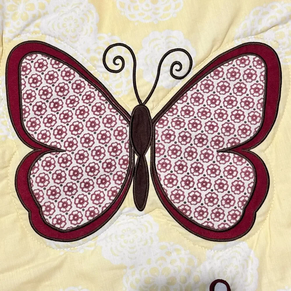 COCALO © Butterflies & Flowers Yellow & Brown Baby Nursery Large Sham 37” x‎ 20”